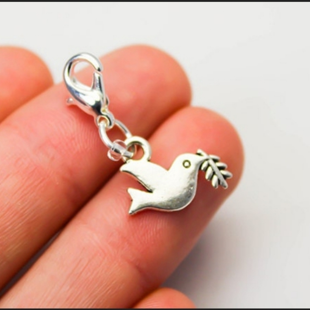 Clip On Bird Dove charms olive planner bracelet dreadlocks beads journal